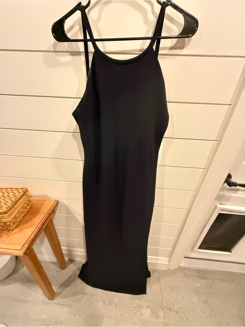 Calvin Klein Black Sleeveless Midi Slip Dress